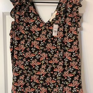 Loft Butter cup bar back flutter shell- NWT